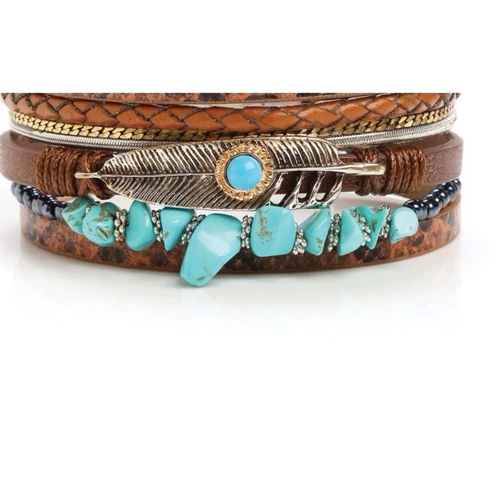 Multi Layered Turquoise Magnetic Close Bracelet
